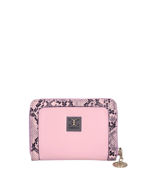 

ESBEDA Women Pink & Black Animal Printed Zip Around Wallet