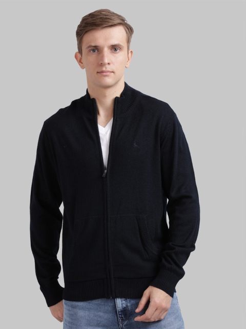 

Parx Men Navy Blue Solid Acrylic Front-Open Sweater