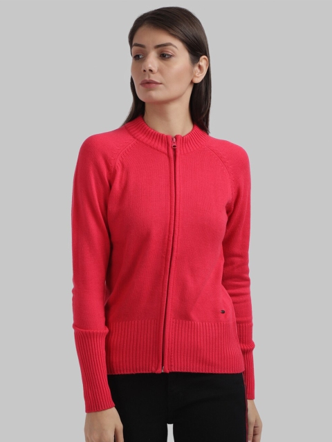Parx Women Red Solid Front-Open Sweater
