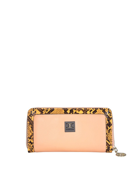 

ESBEDA Women Orange & Yellow Textured Zip Around Wallet