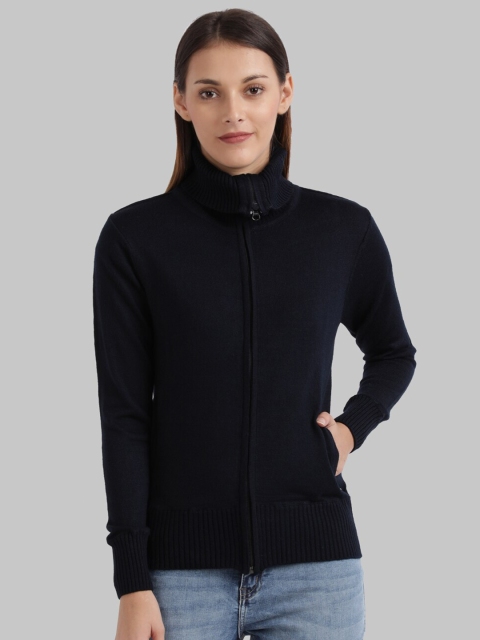 

Parx Women Navy Blue Solid Front-Open Acrylic Sweater