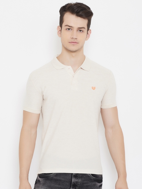 

Duke Men Off White Polo Collar T-shirt