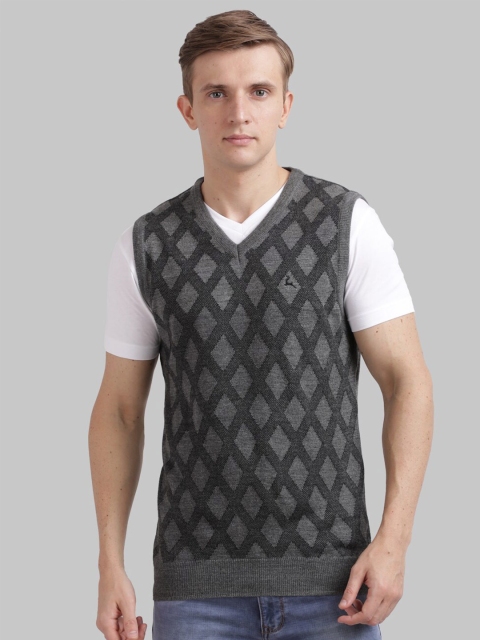 

Parx Men Grey & Black Checked Sweater Vest Sweater