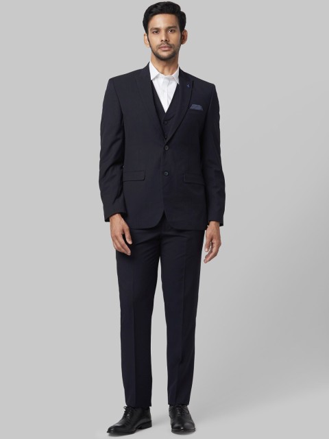 

Park Avenue Men Blue Solid Single-Breasted Formal Suit
