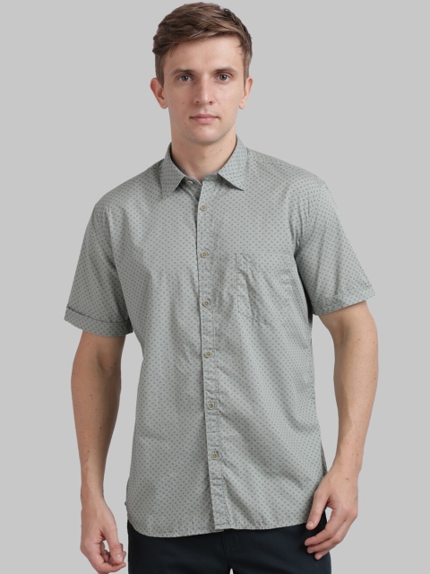 

Parx Men Green Slim Fit Printed Cotton Casual Shirt