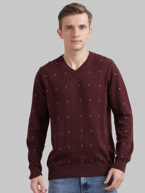 

Parx Men Maroon Printed Pullover Sweater