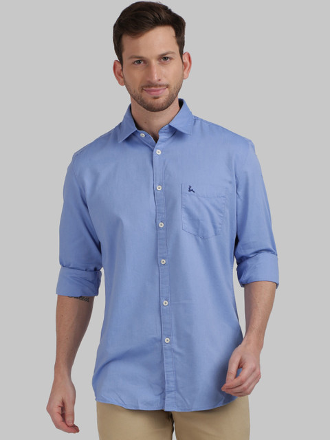

Parx Men Blue Slim Fit Solid Casual Shirt
