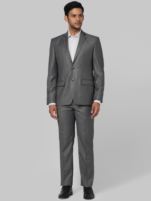 

Park Avenue Men Grey Solid Single-Breasted Two-Piece Formal Suit