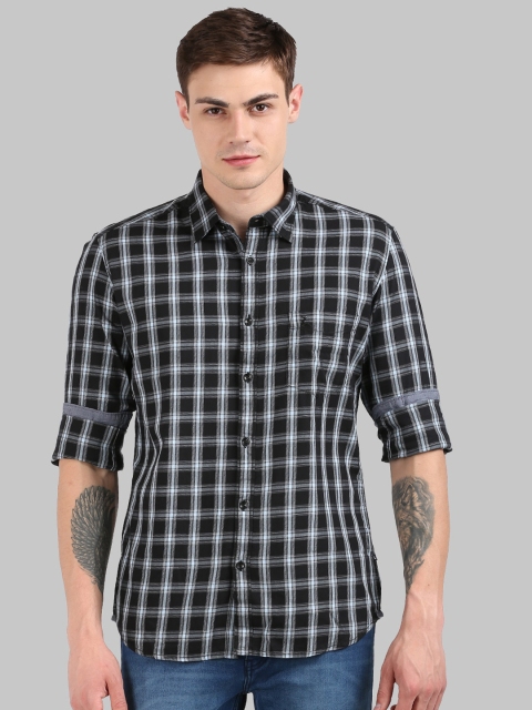 

Parx Men Grey & Black Slim Fit Checked Casual Shirt