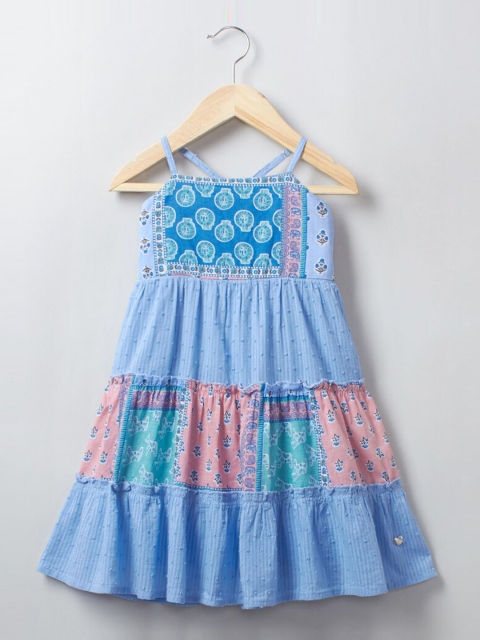 

Ed-a-Mamma Blue Ethnic Motifs Cotton Maxi Sustainable Dress