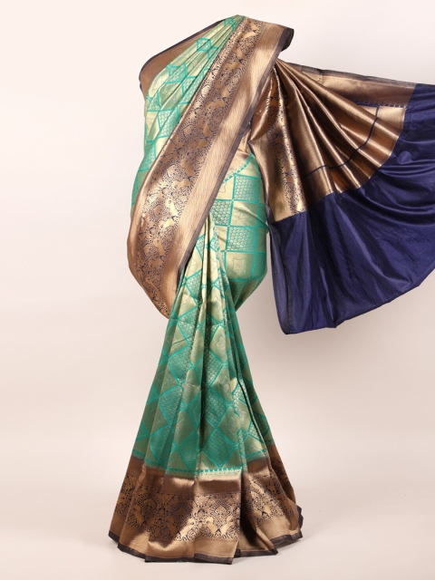 

Pothys Green & Golden Ethnic Motifs Zari Pure Silk Saree