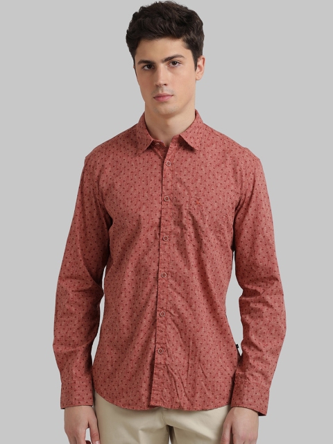 

Parx Men Rust Slim Fit Printed Casual Shirt