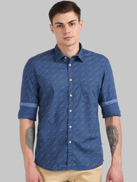 

Parx Men Blue & White Printed Slim Fit Casual Shirt