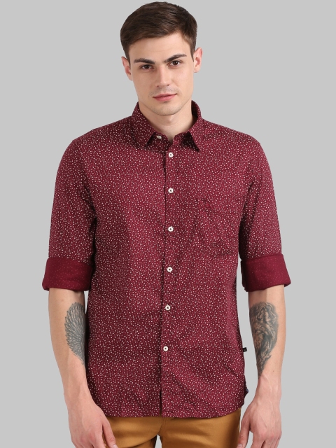 

Parx Men Maroon Slim Fit Printed Casual Shirt