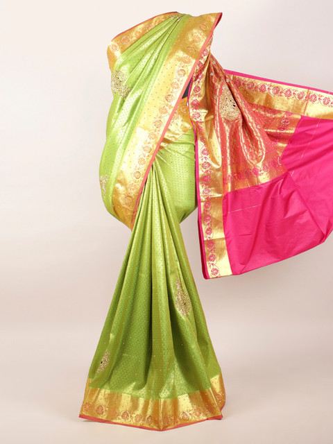 

Pothys Green Woven Design Zari Pure Silk Kanjeevaram Saree