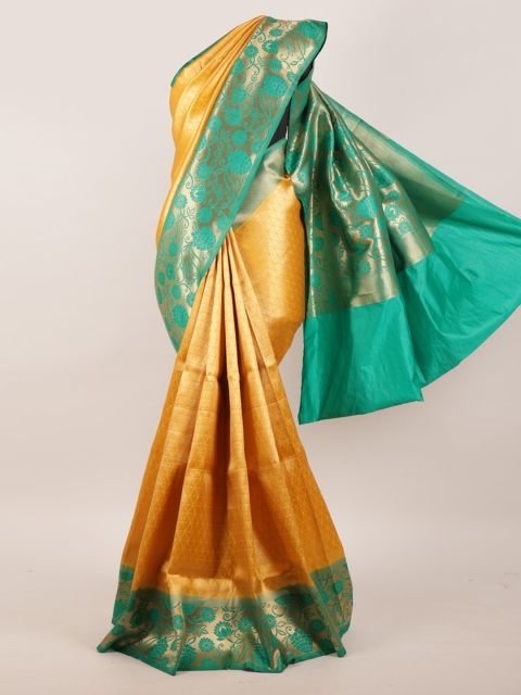 

Pothys Mustard & Green Woven Design Zari Pure Silk Banarasi Saree