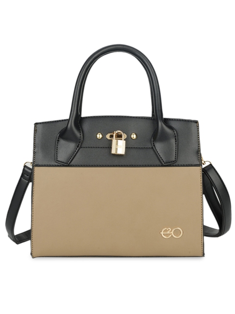 

E2O Brown Colourblocked Structured Handheld Bag
