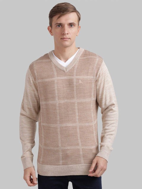 

Parx Men Beige Checked Acrylic Pullover Sweater
