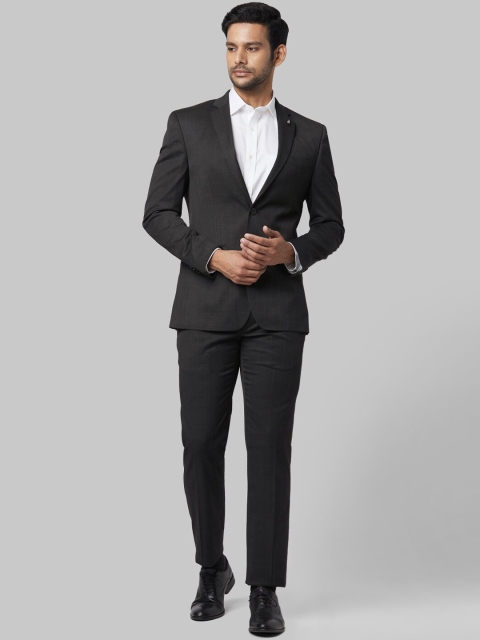 

Park Avenue Men Dark Grey Checked Single-Breasted Two-Piece Formal Suit