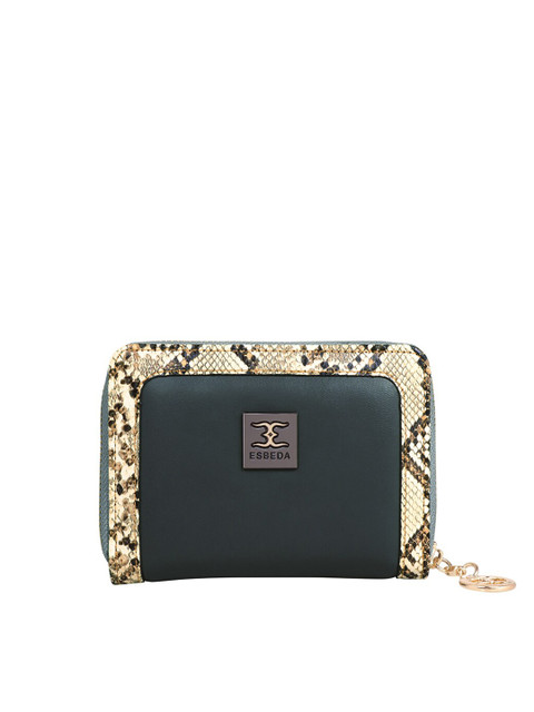 

ESBEDA Women Green & Yellow Printed Zip Around Wallet