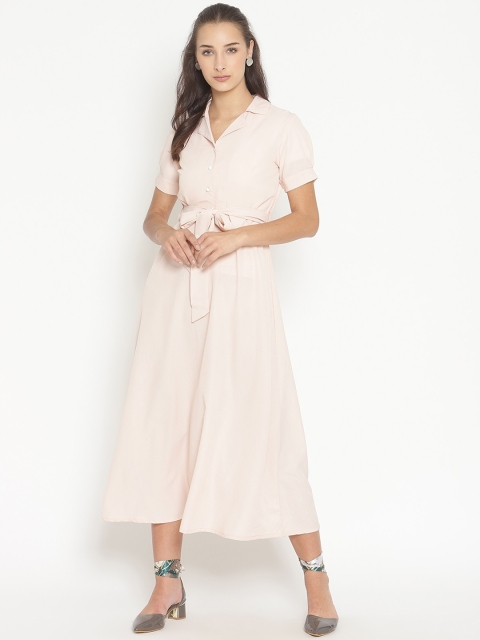 

NIXX Peach Crepe Shirt Midi Dress