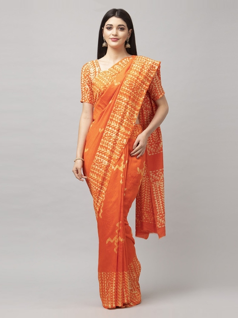 

KALINI Orange Printed Saree