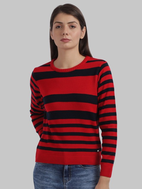 

Parx Women Red Striped Pullover Sweater