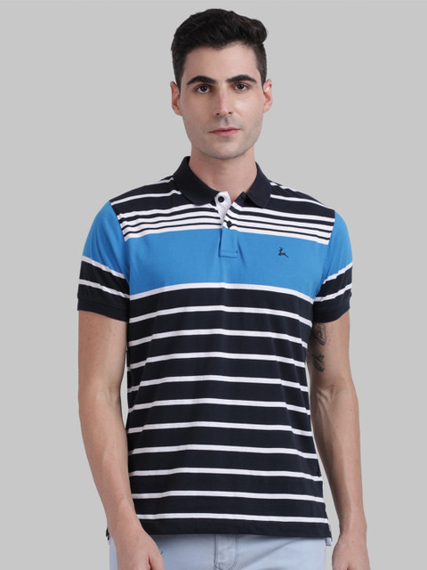 

Parx Men Blue Printed Polo Collar T-shirt