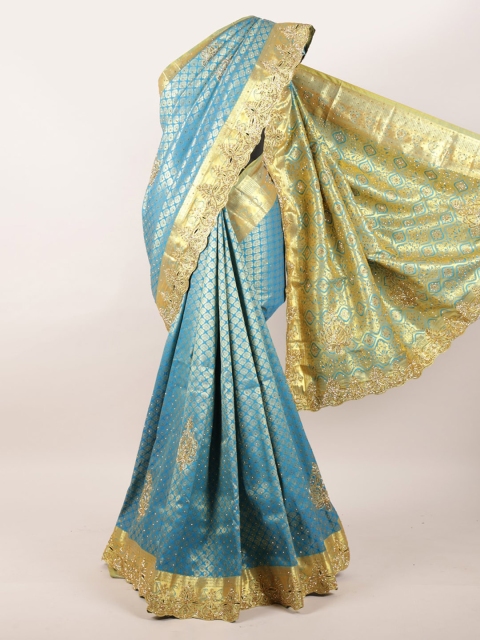 

Pothys Blue Woven Design Zari Pure Silk Kanjeevaram Saree