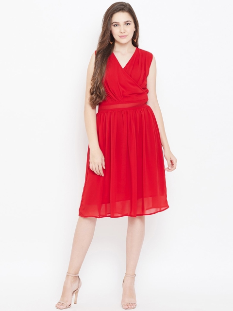 

Cottinfab Red Georgette Dress