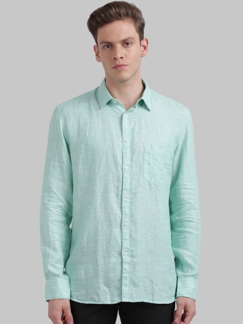 

Parx Men Green Slim Fit Casual Linen Shirt