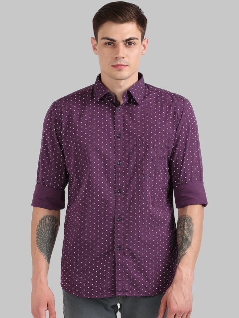 

Parx Men Purple & White Printed Slim Fit Casual Shirt