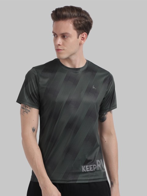 

Parx Men Green Striped T-shirt