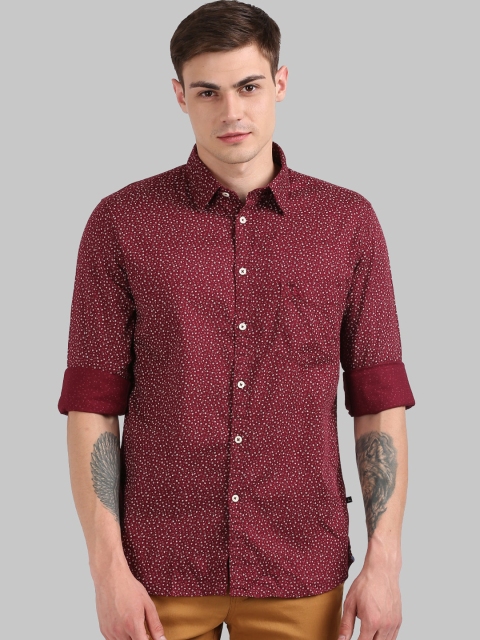 

Parx Men Red & White Slim Fit Printed Cotton Casual Shirt
