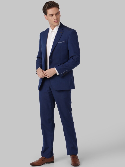 

Park Avenue Men Blue Solid Single-Breasted Formal Suit