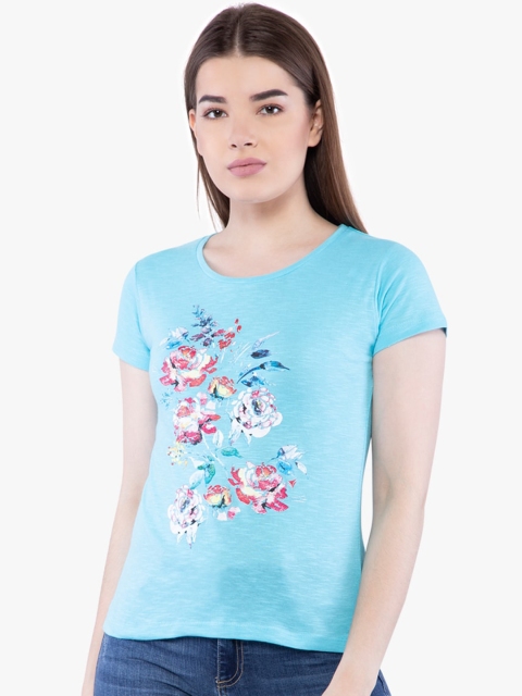 

NEVA Blue & Pink Floral Regular Top