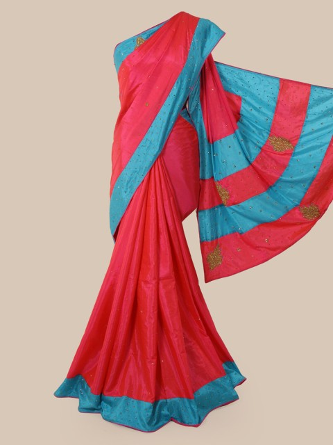 

Pothys Pink & Blue Embellished Art Silk Saree