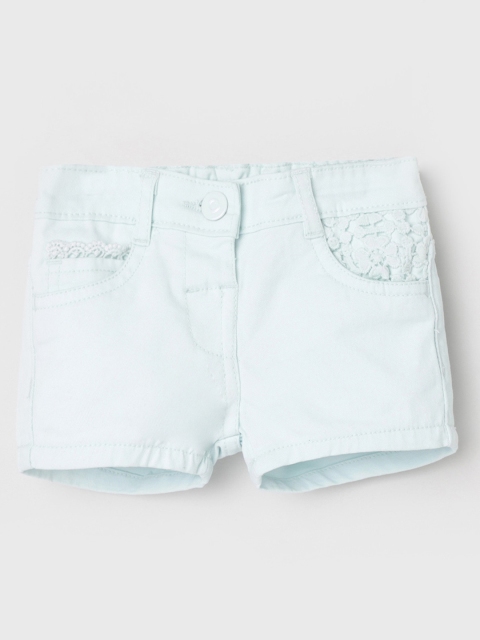 max Girls Blue Solid Regular Fit Denim Shorts