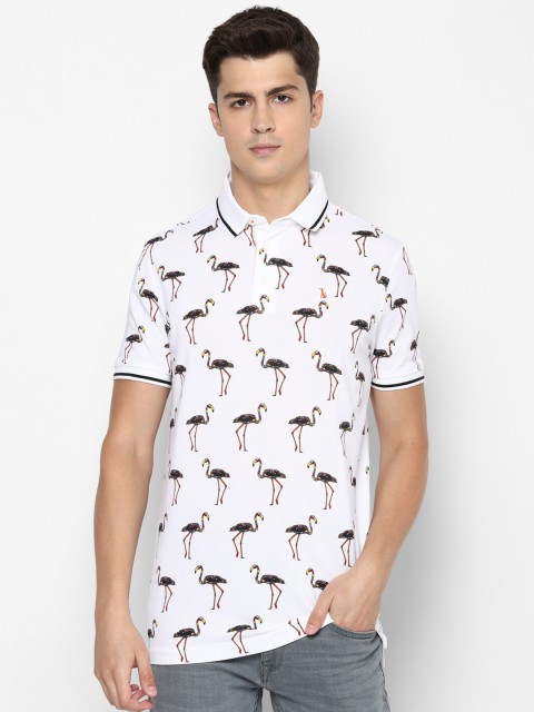 

SIMON CARTER LONDON Men White & Brown Printed Polo Collar T-shirt