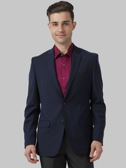 

Park Avenue Men Navy Blue Solid Single-Breasted Formal Blazer