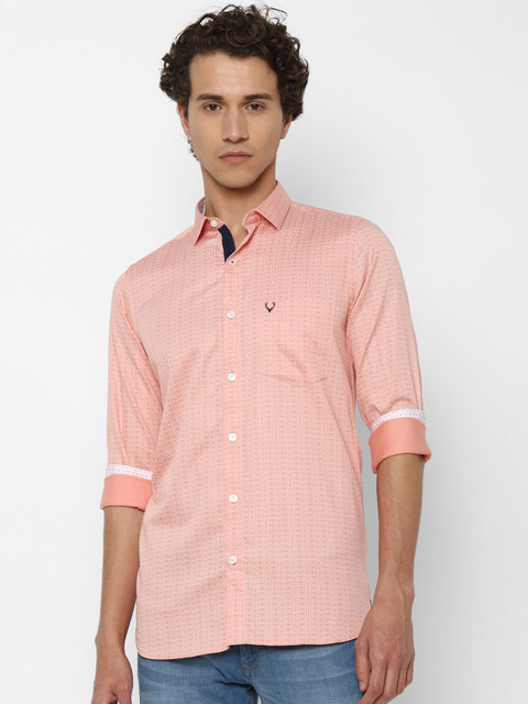 

Allen Solly Men Peach Slim Fit Checked Casual Shirt