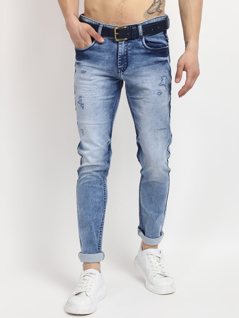 

V2 Value & Variety Men Blue Mildly Distressed Heavy Fade Jeans
