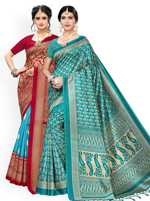 

KALINI Pack Of 2 Sarees, Sea green