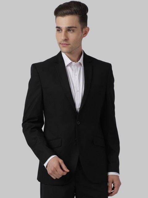

Park Avenue Men Black Solid Single-Breasted Formal Blazer