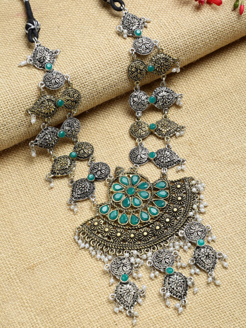 

NEUDIS Silver-Toned & Gold-Toned Alloy Silver-Plated Oxidised Necklace