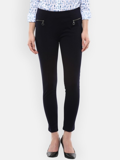 

Allen Solly Woman Women Navy Blue Regular Trousers Regular Trousers