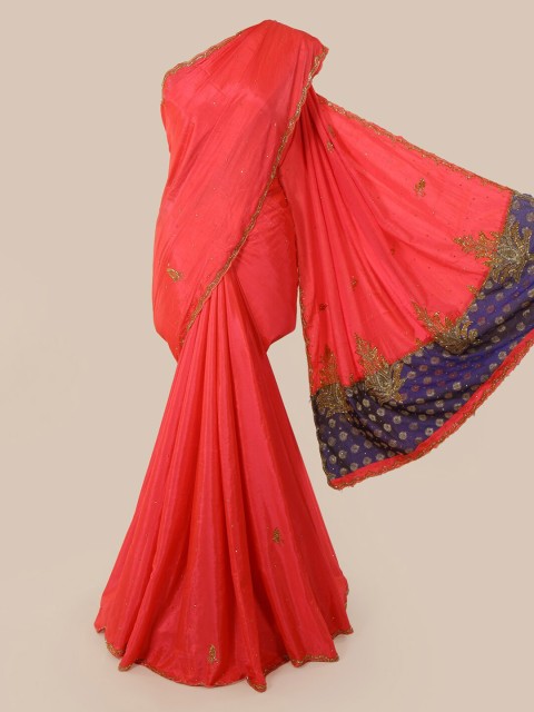 

Pothys Pink Beads and Stones Art Silk Heavy Work Saree