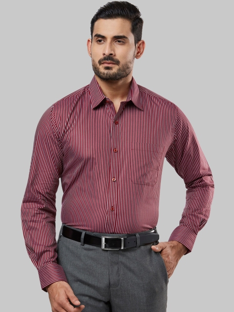 

Raymond Men Maroon & White Striped Formal Shirt