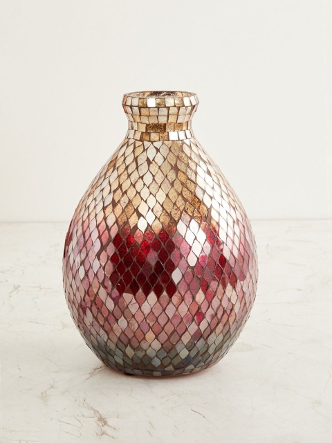 

Home Centre Red & Gold-Toned Fiesta Textured Mosaic Vase