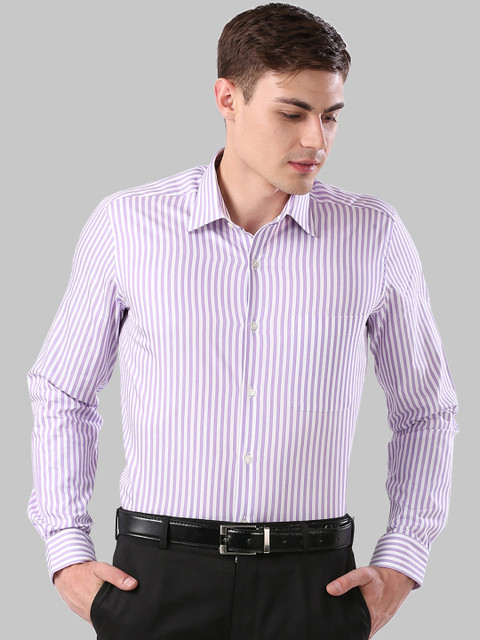 

Raymond Men Purple & White Striped Formal Shirt